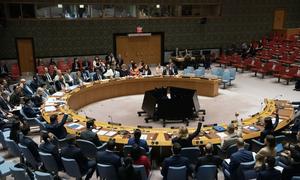 Una vista panorámica de la reunión del Consejo de Seguridad de la ONU mientras los miembros votan sobre el proyecto de resolución.