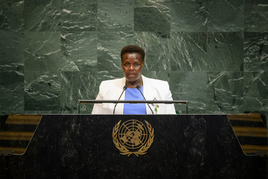 Makamu wa Rais wa Uganda Jessica Rose Epel Alupo akihutubia Mjadala Mkuu wa UNGA80