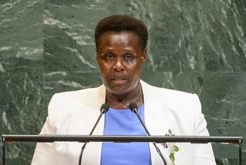 Makamu wa Rais wa Uganda Jessica Rose Epel Alupo akihutubia Mjadala Mkuu wa UNGA80
