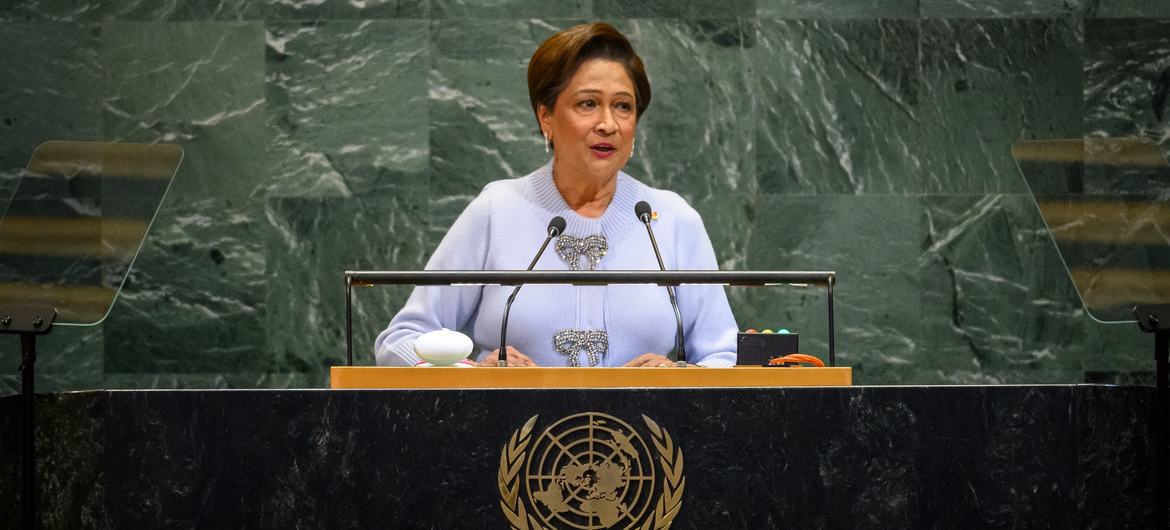 Prime Minister Kamla Persad-Bissessar of Trinidad and Tobago addresses the general debate of the General Assembly's 80th session.