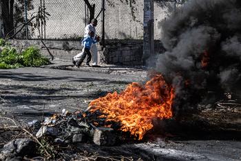 Une manifestation violente à Port-au-Prince, Haïti 