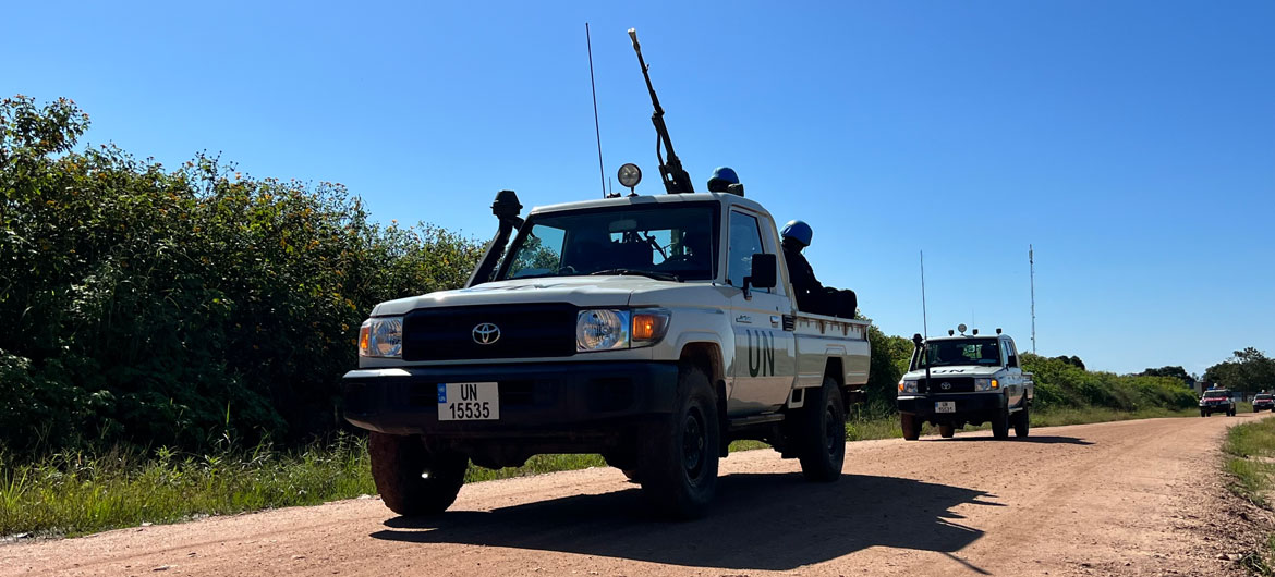 من الأرشيف: قوات حفظ السلام التابعة للأمم المتحدة تقوم بدورية في بوار في غرب جمهورية أفريقيا الوسطى.