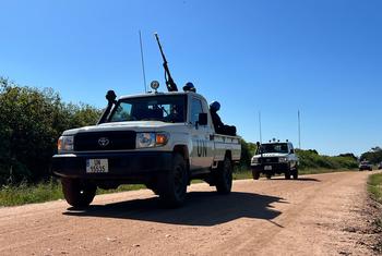 联合国维和人员在中非共和国西部的布瓦尔巡逻。（资料图）