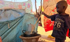 A Sudanese child at Dali camp, Tawila in Darfur. His family fled El Fasher, where ongoing famine was confirmed in October 2025.