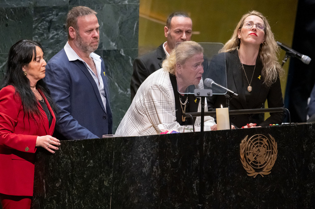 Marianne Miller, one of the survivors of the Holocaust while delivering his speech on the event held at the United Nations on the international day to commemorate the Holocaust victims.