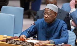 Abdoulaye Bathily, Special Representative of the Secretary-General and Head of the UN Support Mission in Libya, briefs the Security Council meeting on the situation in the country.