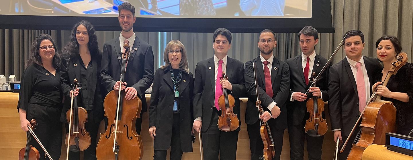 The West-Eastern Divan Ensemble, led by the concertmaster Michael Barenboim, draws upon players from Arab and Israeli heritage.