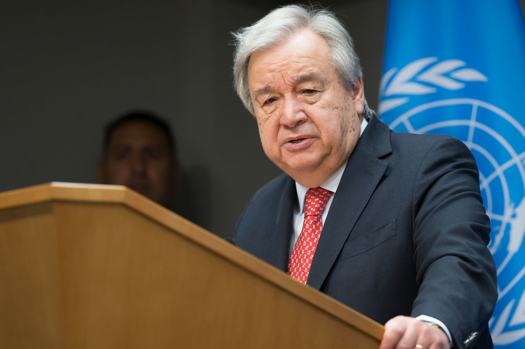 Katibu Mkuu wa UN António Guterres akizungumza na waandishi wa habari jijini New York, Marekani kuhusu hali inayoendelea nchini Niger.