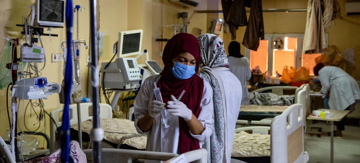 A ward at a hospital in Sudan. Under international law, healthcare facilities must be protected from hostilities.