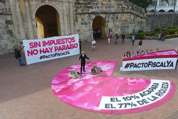 A sociedade civil protesta por uma tributação global inclusiva, sustentável e equitativa