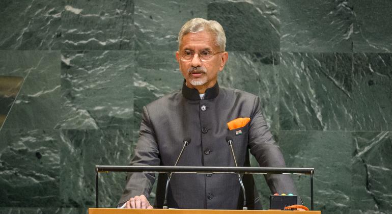 Subrahmanyam Jaishankar, Waziri wa Mambo ya Nje wa India akihutubia mjadala mkuu wa mkutano wa 80 wa Baraza Kuu la UN. Subrahmanyam Jaishankar, Waziri wa Mambo ya Nje wa India akihutubia mjadala mkuu wa mkutano wa 80 wa Baraza Kuu la UN.