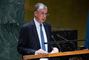 O embaixador Sérgio França Danese, do Brasil, discursa na retomada da 10ª Sessão Especial de Emergência sobre a situação no Território Palestino Ocupado, nas Nações Unidas.