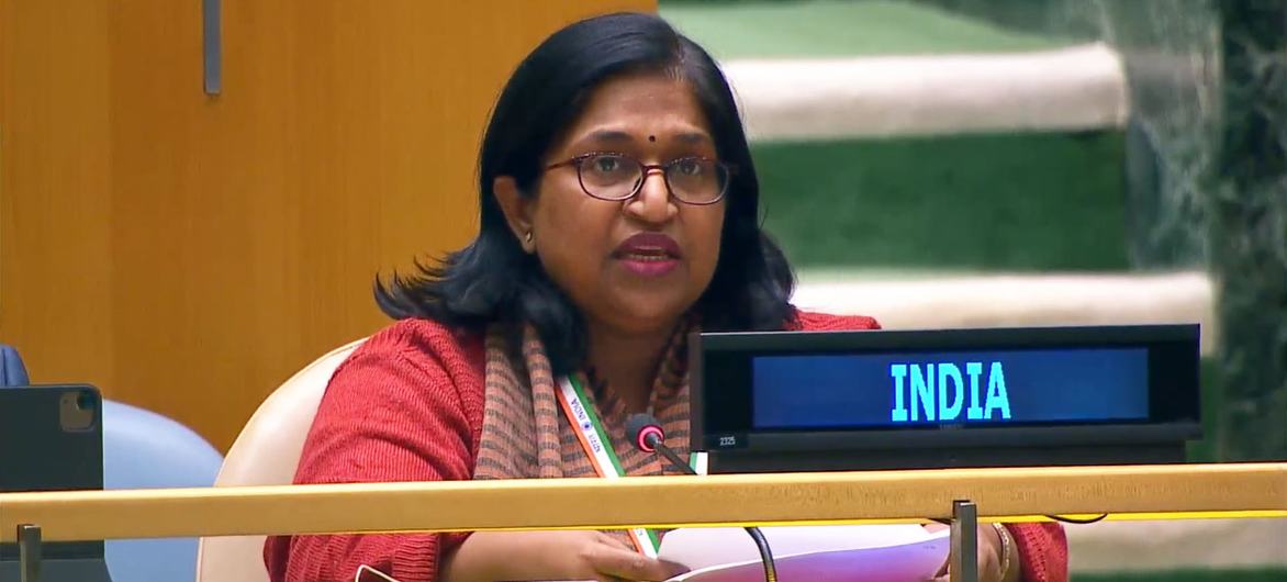 Ambassador Yojna Patel of India speaks in response to the resolution being adopted at the resumed 10th Emergency Special Session meeting on the situation in the Occupied Palestinian Territory.