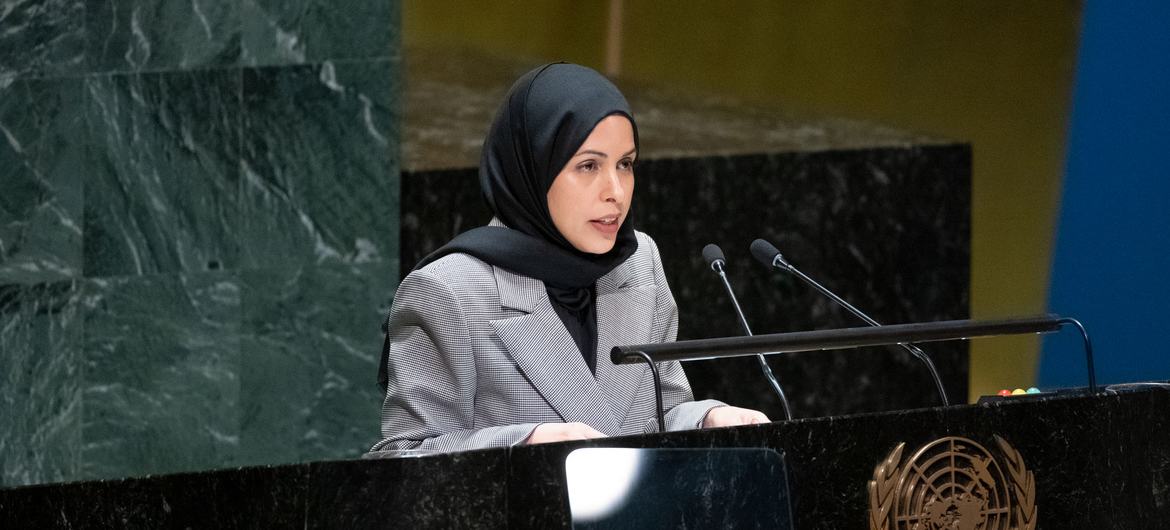 Ambassador Alya Ahmed Saif Al-Thani of Qatar addresses the resumed 10th Emergency Special Session meeting on the situation in the Occupied Palestinian Territory.