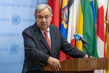 联合国秘书长古特雷斯在纽约总部发表讲话。（资料图）