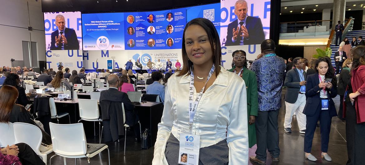Rafaela Andrade no 10º Fórum Global da Aliança das Civilizações das Nações Unidas (UNAOC), em Cascais, Portugal.
