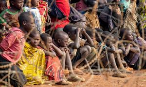 Displaced children living in a camp in Djugu, which was visited by Under-Secretary-General for Peace Operations, Jean-Pierre Lacroix, during his visit to the  Democratic Republic of Congo.