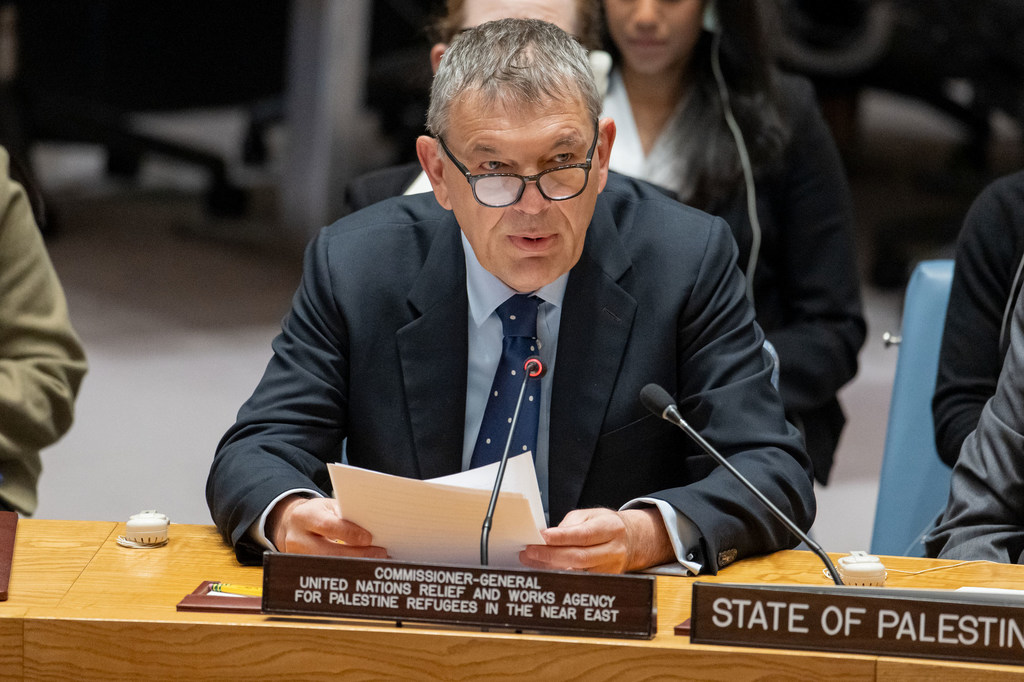 Philippe Lazzarini, Commissioner-General of UNRWA, briefs the Security Council.