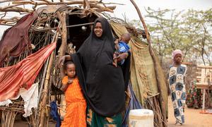 A mother and her 10 children moved to a refugee camp in Kenya in March 2022 after drought ravaged her crops and livestock back in Somalia.