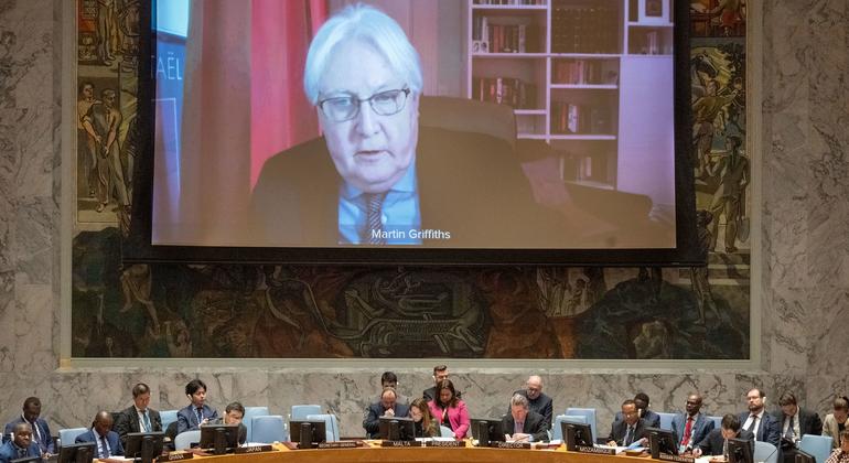 منسق الأمم المتحدة للإغاثة الطارئة مارتن غريفيثس يتحدث أمام مجلس الأمن الدولي حول الوضع في سوريا