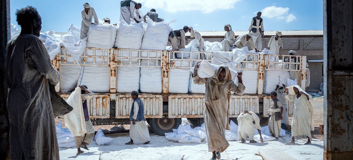 Emergency food aid from Ukraine arrives in war-torn Sudan.