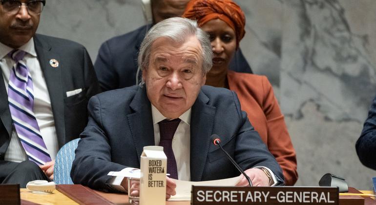 El Secretario General António Guterres se dirige al Consejo de Seguridad.