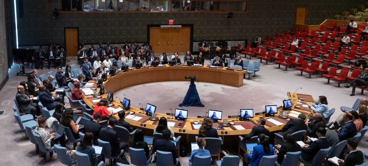 联合国安理会维护国际和平与安全会议全景。