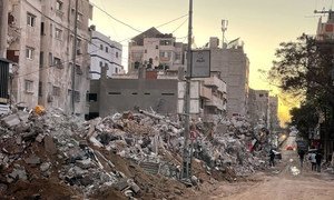 Buildings lie in ruins in Gaza following an Israeli airstrike in May 2021. (file)