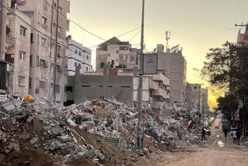 Buildings lie in ruins in Gaza following an Israeli airstrike in May 2021. (file)