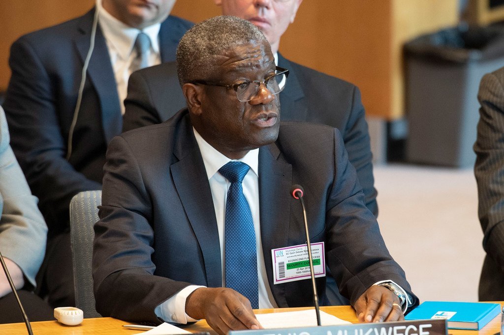 Le Dr Denis Mukwege s'adresse au Conseil de sécurité des Nations Unies sur les violences sexuelles dans les conflits, 23 avril 2019.