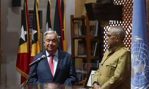 UN Secretary-General António Guterres (left) meets with Jose Ramos-Horta, President of Timor-Leste  in Dili.