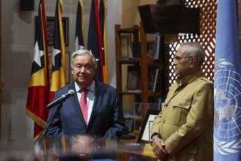 UN Secretary-General António Guterres (left) meets with Jose Ramos-Horta, President of Timor-Leste  in Dili.