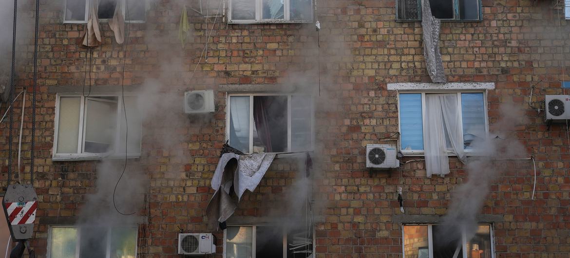 Последствия атаки в Киеве (архив).