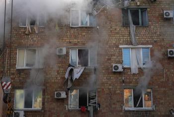 Жилой дом Киева после обстрела (архив). 