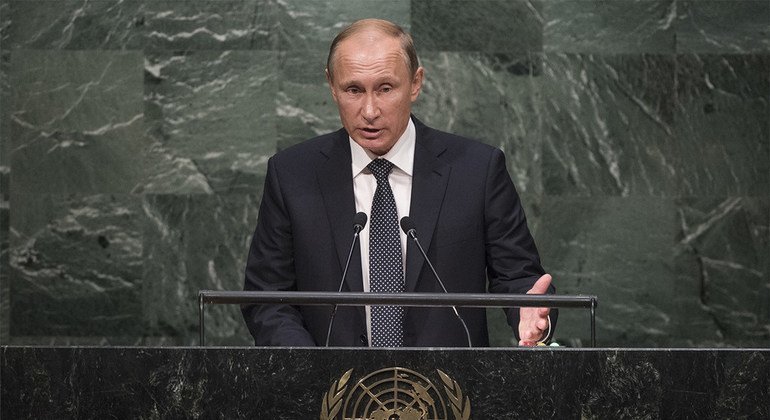 2015 年，俄罗斯总统普京在联大发表讲话。