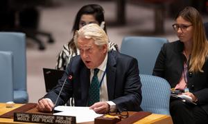 Tor Wennesland, Special Coordinator for the Middle East Peace Process, briefs the Security Council meeting on the situation in the Middle East, including the Palestinian question (file).