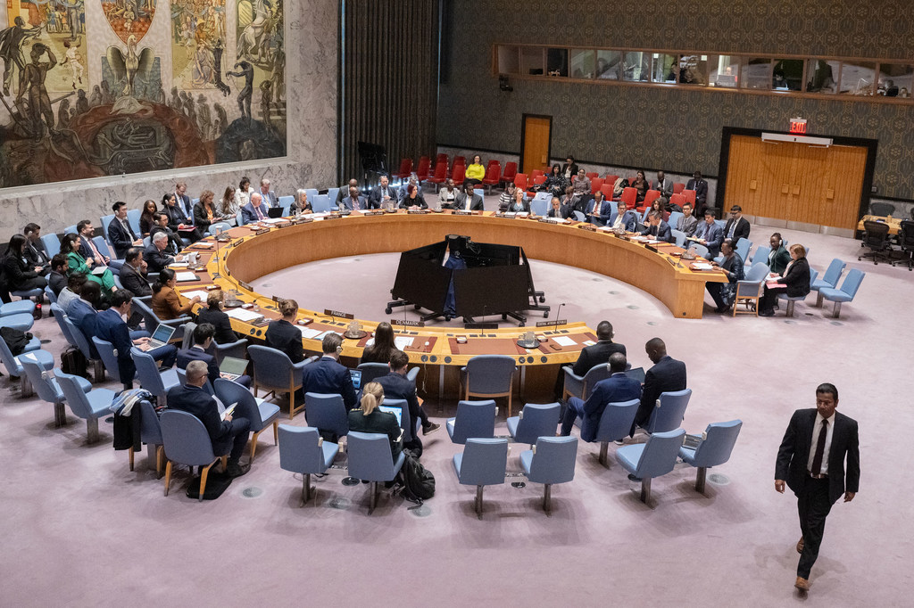 Mtazamo mpana wa mkutano wa Baraza la Usalama la Umoja wa Mataifa kuhusu hali nchini Jamhuri ya Afrika ya Kati, CAR.