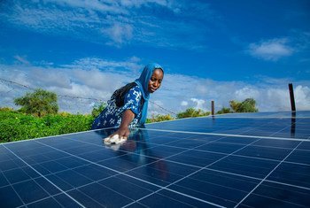 تعاونية نسائية في جنوب موريتانيا تستخدم الطاقة الشمسية لتشغيل البئر الذي يزود حديقة السوق بالماء.