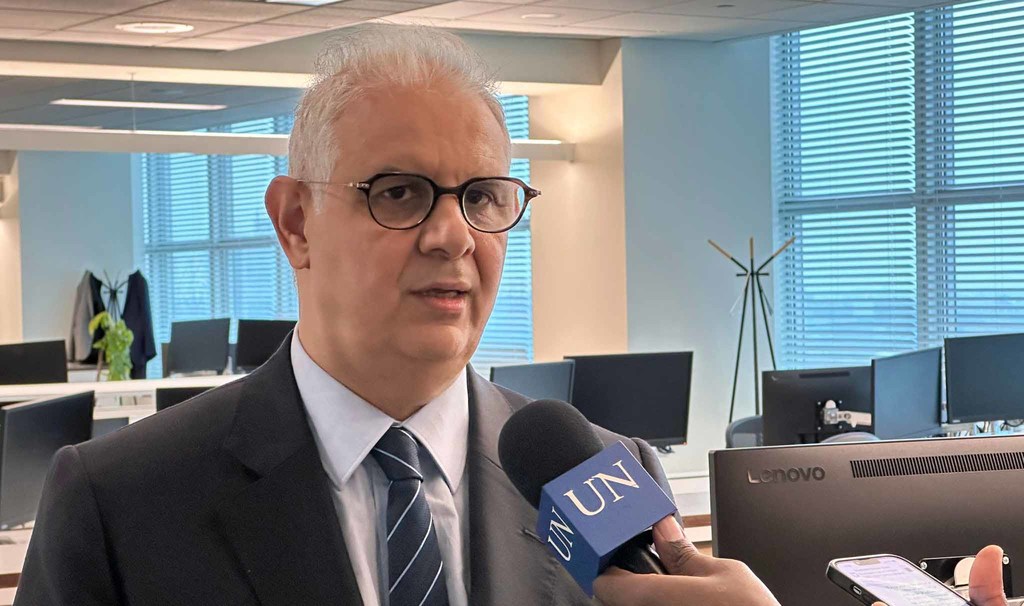 السيد نزار بركة وزير التجهيز والمياه في المملكة المغربية خلال حوار مع أخبار الأمم المتحدة على هامش مشاركته في مؤتمر الأمم المتحدة للمياه 2023.