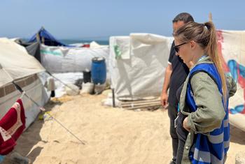 Louise Wateridge da Unrwa em Rafah, sul de Gaza.