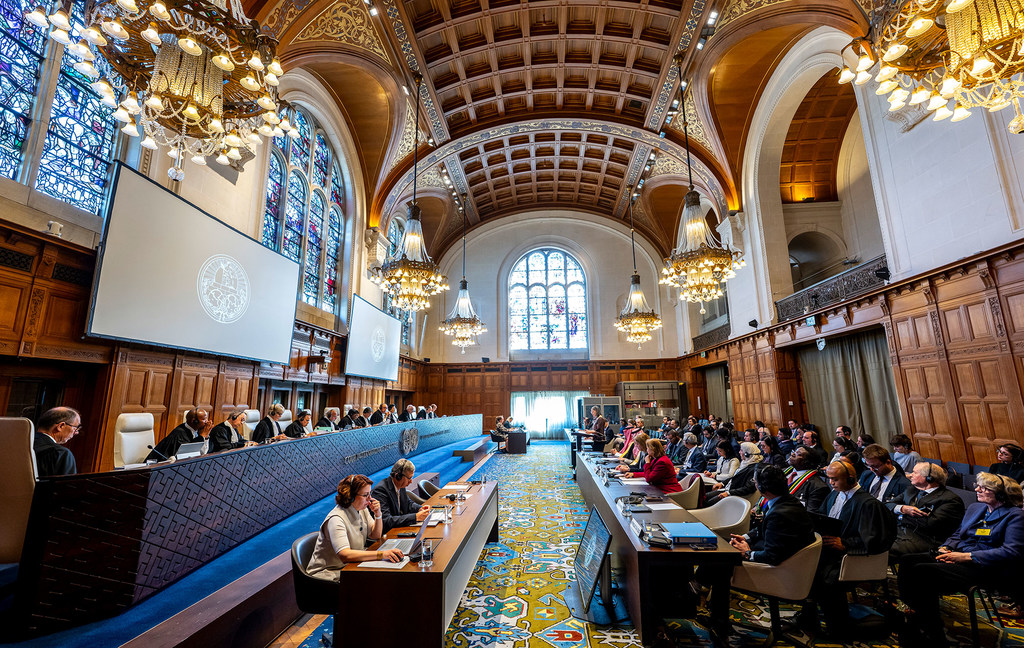 La Cour internationale de Justice (CIJ), à La Haye, lors d'une journée d'audience.