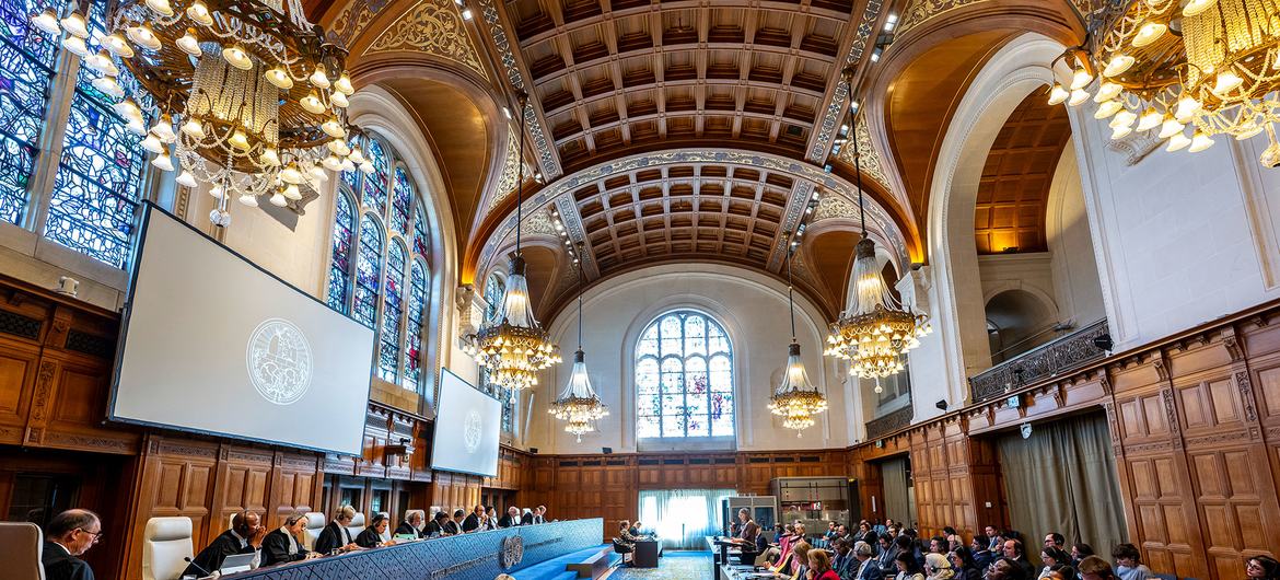 عالمی عدالت انصاف کا دوران سماعت ایک منظر (فائل فوٹو)۔