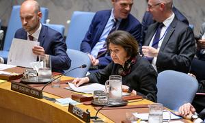 Rosemary DiCarlo, Under-Secretary-General for Political and Peacebuilding Affairs, addresses the Security Council meeting on maintenance of peace and security of Ukraine.
