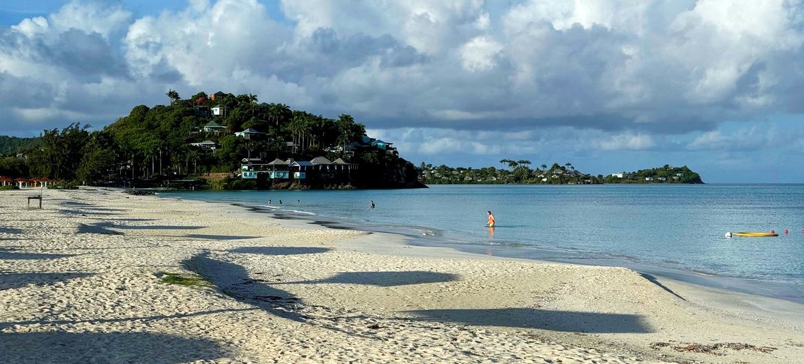 A view of Jolly Beach in Antigua and Barbuda, the host of the fourth International Conference on Small Island Developing States (SIDS4).