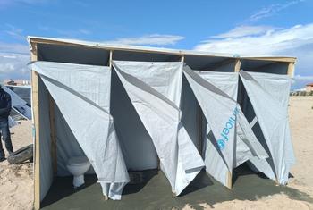 Toilets built by Clean Shelter Initiative in a camp in Al Mawasi-Rafah (in the southern part of Gaza).