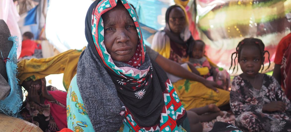 Sudanese refugees are living in makeshift shelters in the border town of Adre after fleeing to Chad due to violence and hunger.
