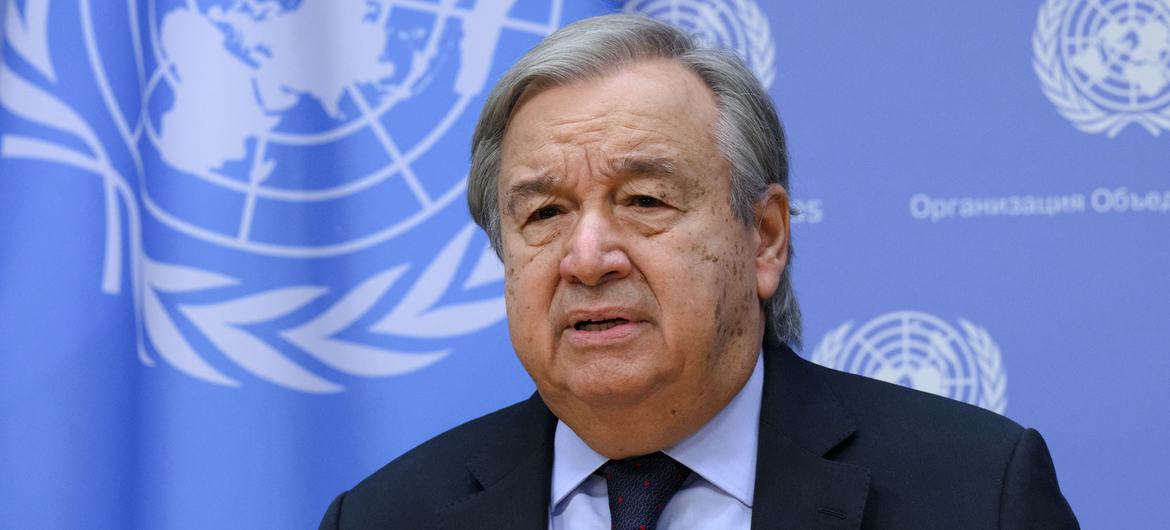 Secretary-General António Guterres briefs reporters on the decision of the Russian Federation on annexation of the Ukrainian territory.