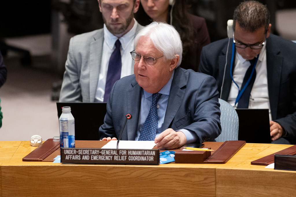 Martin Griffiths, Secrétaire général adjoint aux affaires humanitaires et Coordonnateur des secours d'urgence, informe le Conseil de sécurité de la situation en Syrie.