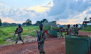 UN peacekeepers, like the ones pictured here in the Central African Republic (CAR) patrol regularly to protect civilians, ensure free movement and build trust with local communities.