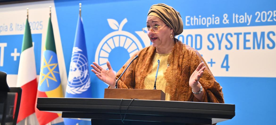 Deputy Secretary-General Amina J. Mohammed addresses the closing plenary of the UN Food Systems Summit +4 in Addis Ababa, Ethiopia.